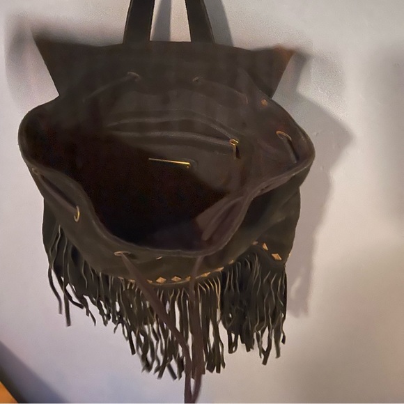 Steve Madden black leather studded tassel backpack - Picture 2 of 4